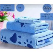 Набор полотенец Следы 3 шт. микрофибра (30*30,35*70,70*140)