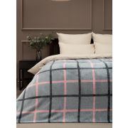 Плед 150*200 фланель TF FN Клетка серо-розовая