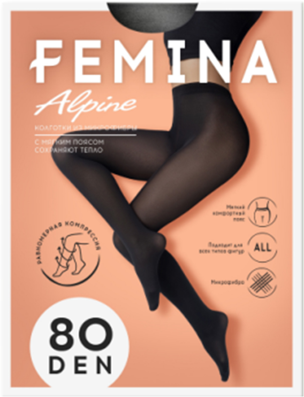 Колготки жен FEMINA NEW ALPINE 80 den с шортиками  Текстиль Центр 