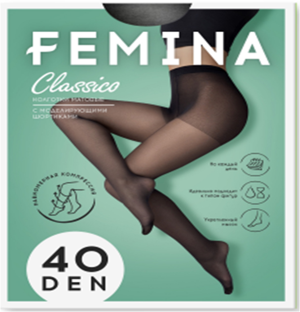 Колготки жен FEMINA NEW CLASSICO 40 den с шортиками  Текстиль Центр 
